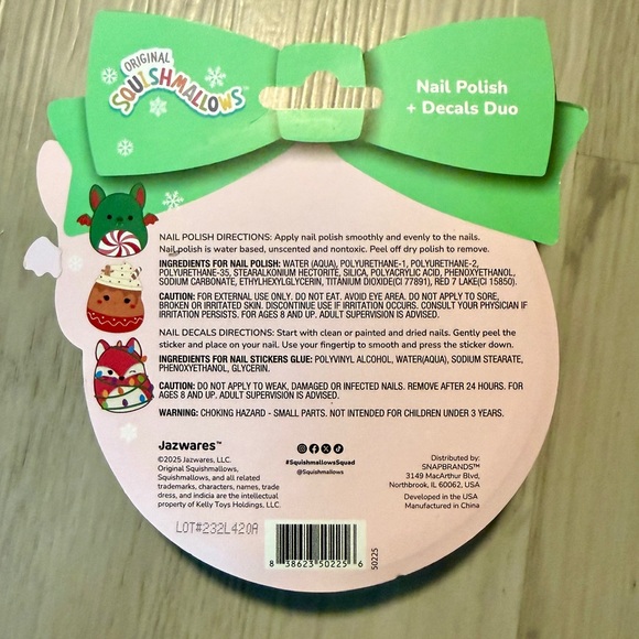 Squishmallows Lot-2 Lip Smacker Balms (Tolef Bear & Ricardo Bat) & 1-nail Polish - Picture 8 of 8